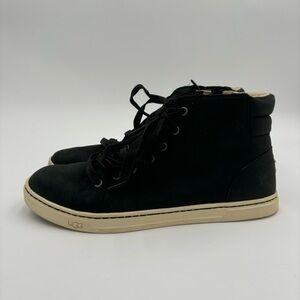 UGG Women’s 9.5 Black Leather Gradie High Top Lace Up Sneakers